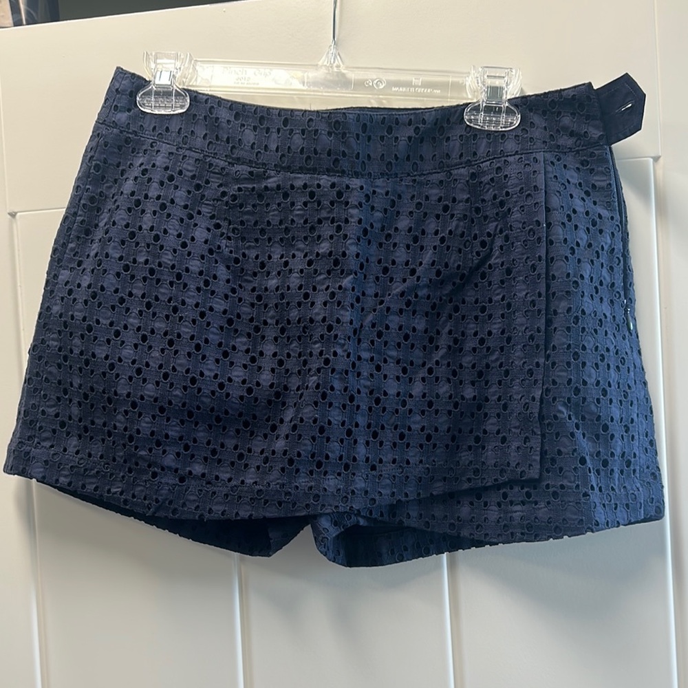 Blue Geometric Skorts with Tailored Design